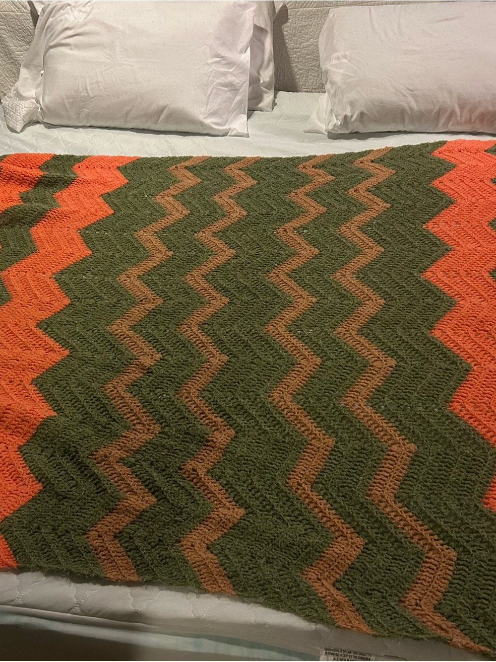 Chevron Knit Throw Blanket in Olive, Orange, Rust